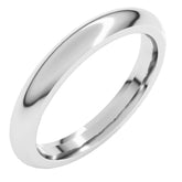 10K White Gold 3 mm Comfort-Fit Half Round Band Size 6