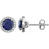 Sterling Silver Lab-Grown Blue Sapphire & 1/8 CTW Lab-Grown Diamond Earrings