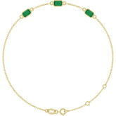 14K Yellow Gold Natural Emerald Bezel-Set 3-Stone 7 1/2" Bracelet