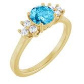 14K Yellow Gold Natural Aquamarine & 1/6 CTW Lab-Grown Diamond Ring