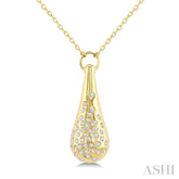 1/5 Ctw Round Cut Diamond Bold Aeris Gold Mosaic Drop Pendant With Chain in 14K Yellow Gold