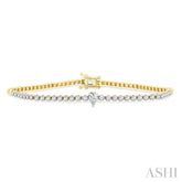 1 Ctw Pear and Round Cut Diamond Tennis Bracelet in 14K Yellow Gold