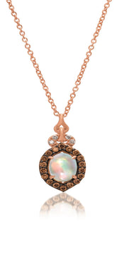 14k .19ct-Diamond .40ct-Opal Levian Pendant