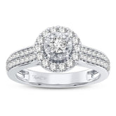 14k 1.03ct-Diamond Cluster Bridal-Set Size-7