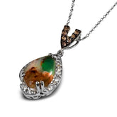 14k 3.60ct-Peacock-Aquaprase .33ct-Chocolate-&-Nude Diamond Pendant