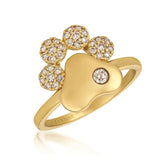 14k-Honey-Gold .34ct Vanilla-Diamond Paw-Print Ring