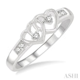 1/10 Ctw Twin Hearts Diamond Ring in 10K White Gold