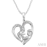1/50 Ctw Round Cut Diamond Heart Pendant in Sterling Silver with Chain