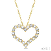1 1/2 Ctw Heart Shape Round Cut Diamond Pendant With Chain in 14K Yellow Gold