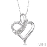1/20 Ctw Round Cut Diamond Heart Pendant in Sterling Silver with Chain