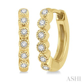 1/10 Ctw Round Cut Diamond Huggie Petite Earrings in 10K Yellow Gold