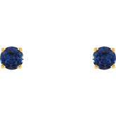 14K Yellow 4 mm Lab-Grown Blue Sapphire Stud Earrings