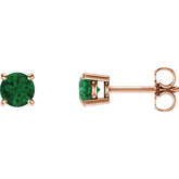 14K Rose 5 mm Lab-Grown Emerald Stud Earrings