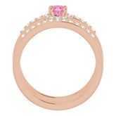 14K Rose Natural Pink Spinel & 1/3 CTW Natural Diamond Ring