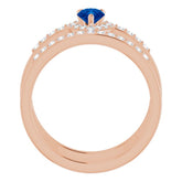 14K Rose Natural Blue Sapphire & 1/3 CTW Natural Diamond Ring