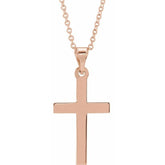 14K Rose Cross 18" Necklace