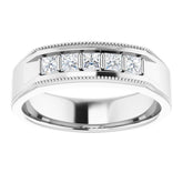 14K White 1/2 CTW Natural Diamond Milgrain Band