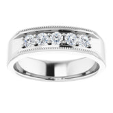 14K White 1/2 CTW Natural Diamond Milgrain Band