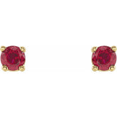 14K Yellow 2.5 mm Lab-Grown Ruby Stud Earrings
