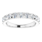 14K White 1 CTW Natural Diamond French-Set Anniversary Band