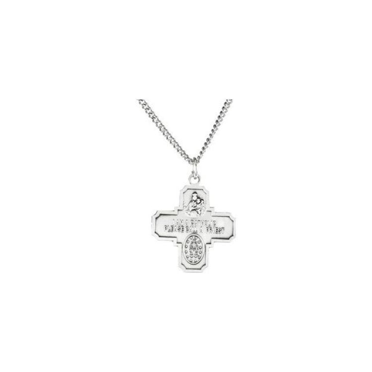 Sterling Silver 19x17.7 mm Four-Way Cross Medal 18" Necklace Sterling Silver 19x17.7 mm Four-Way Cross Medal 18" Necklace
