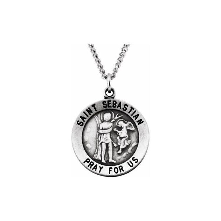 Sterling Silver 18 mm Round St. Sebastian 18" Necklace Sterling Silver 18 mm Round St. Sebastian 18" Necklace
