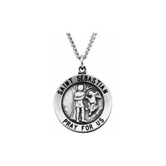Sterling Silver 18 mm Round St. Sebastian 18" Necklace Sterling Silver 18 mm Round St. Sebastian 18" Necklace