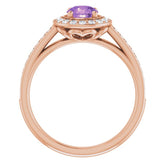 14K Rose Natural Amethyst & 1/3 CTW Natural Diamond Ring