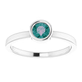 14K White 4.5 mm Lab-Grown Alexandrite Ring