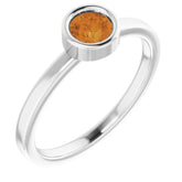14K White 4.5 mm Natural Citrine Ring