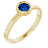 14K Yellow Gold 4.5 mm Natural Blue Sapphire Ring