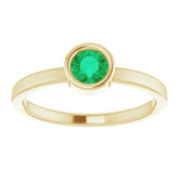 14K Yellow Gold 4.5 mm Natural Emerald Ring
