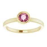 14K Yellow Gold 4.5 mm Natural Pink Tourmaline Ring