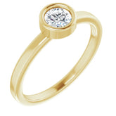 14K Yellow Gold 4.5 mm Natural White Sapphire Ring