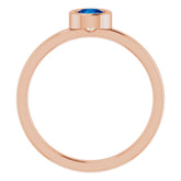 14K Rose Gold 4.5 mm Lab-Grown Blue Sapphire Ring