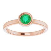 14K Rose Gold 4.5 mm Lab-Grown Emerald Ring