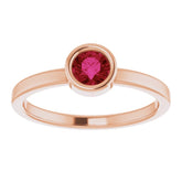14K Rose Gold 4.5 mm Lab-Grown Ruby Ring