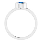 14K White 5.5 mm Natural Blue Sapphire Ring
