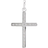 14K White 1/4 CTW Natural Diamond Cross Pendant
