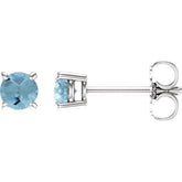 14K White 4 mm Natural Aquamarine Stud Earrings