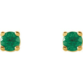 14K Yellow 2.5 mm Natural Emerald Stud Earrings