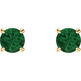 14K Yellow 5 mm Natural Emerald Stud Earrings