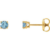 14K Yellow 4 mm Natural Aquamarine Stud Earrings