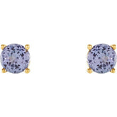 14K Yellow 4 mm Natural Tanzanite Stud Earrings