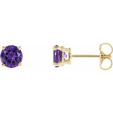 14K Yellow 5 mm Natural Amethyst Stud Earrings