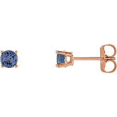 14K Rose 4 mm Natural Tanzanite Stud Earrings