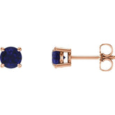 14K Rose 5 mm Natural Blue Sapphire Stud Earrings