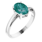 14K White Lab-Grown Alexandrite Ring