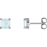 14K White 6 mm Natural White Opal Earrings