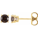 14K Yellow 4 mm Natural Smoky Quartz Stud Earrings